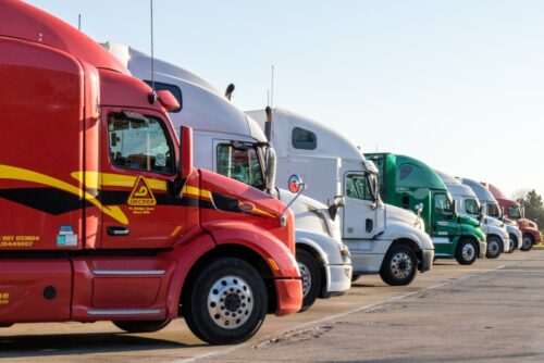 trucks in row