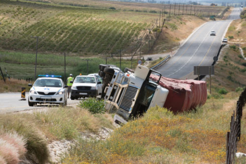 truck flipped over