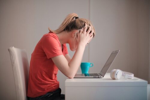 woman stressed laptop